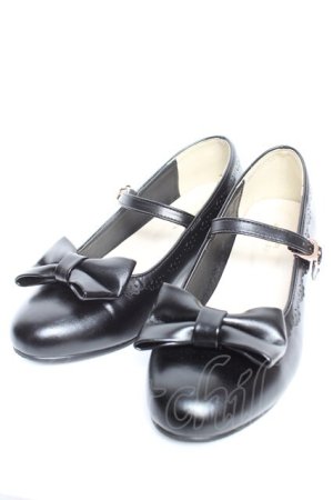 画像: axes femme kawaii / ローヒールリボンパンプス L 黒 Y-25-12-25-104-AX-SH-SZ-ZY