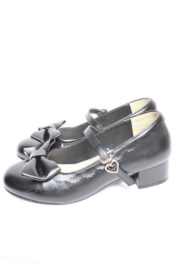 画像2: axes femme kawaii / ローヒールリボンパンプス L 黒 Y-25-12-25-104-AX-SH-SZ-ZY (2)