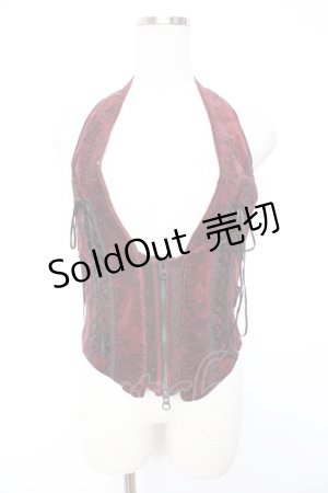 画像: Ozz Croce / レースプリントコーデュロイビスチェ  赤 Y-25-12-25-106-OO-TO-SZ-ZY