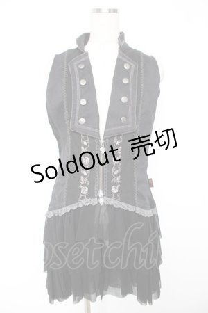 画像: Ozz Croce / 薔薇刺繍フリルベスト  黒 Y-25-12-25-107-OO-JA-SZ-ZS