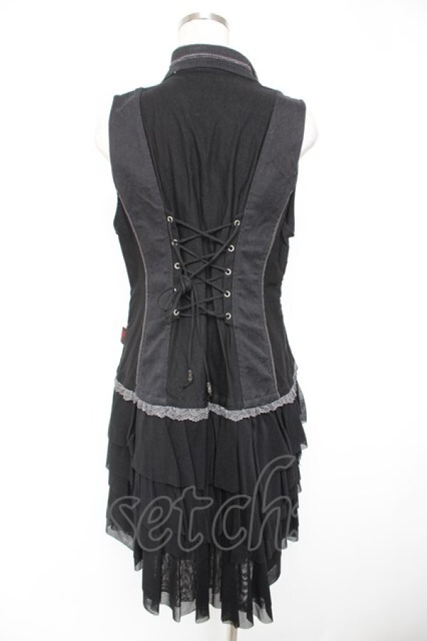 画像2: Ozz Croce / 薔薇刺繍フリルベスト  黒 Y-25-12-25-107-OO-JA-SZ-ZY (2)