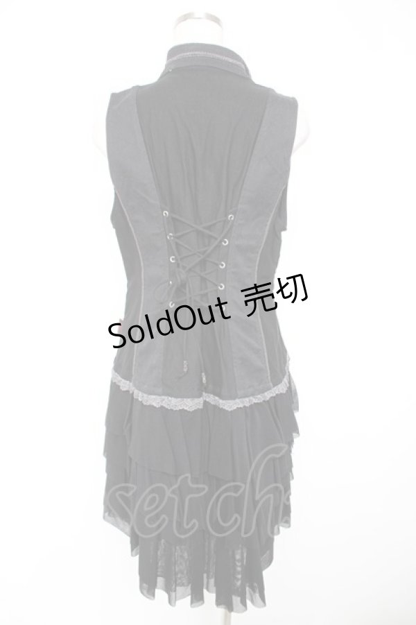 画像2: Ozz Croce / 薔薇刺繍フリルベスト  黒 Y-25-12-25-107-OO-JA-SZ-ZS (2)