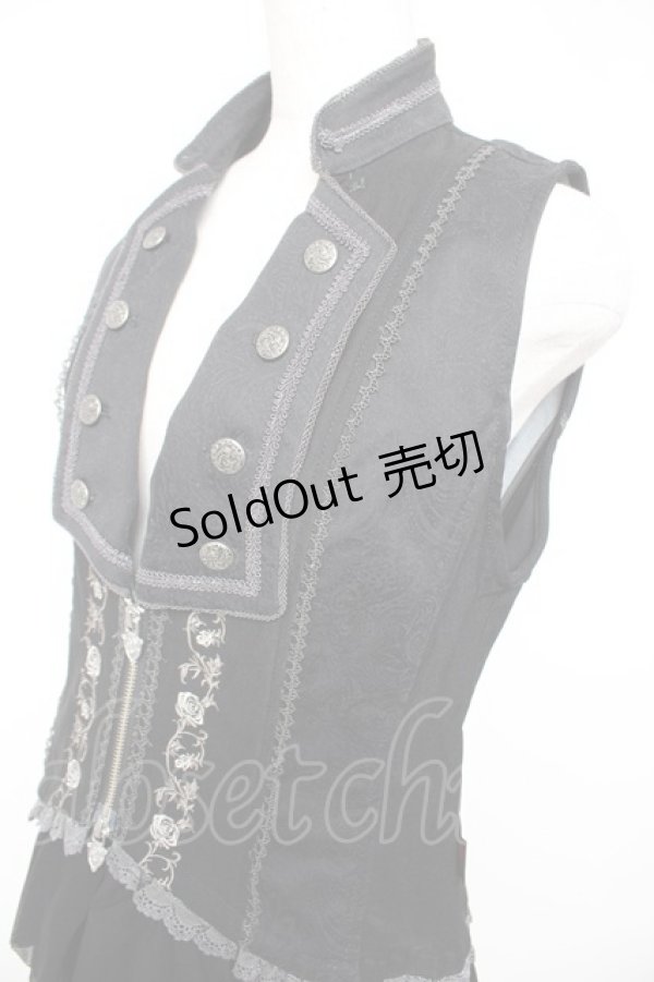 画像3: Ozz Croce / 薔薇刺繍フリルベスト  黒 Y-25-12-25-107-OO-JA-SZ-ZS (3)