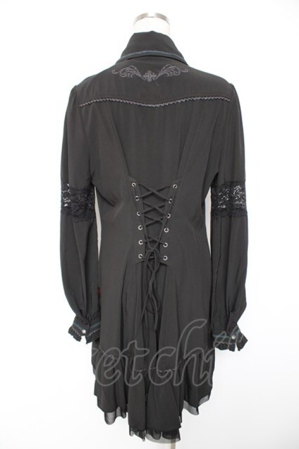 画像2: Ozz Croce / レースフリルシャツワンピース  黒 Y-25-12-25-109-OO-OP-SZ-ZY (2)