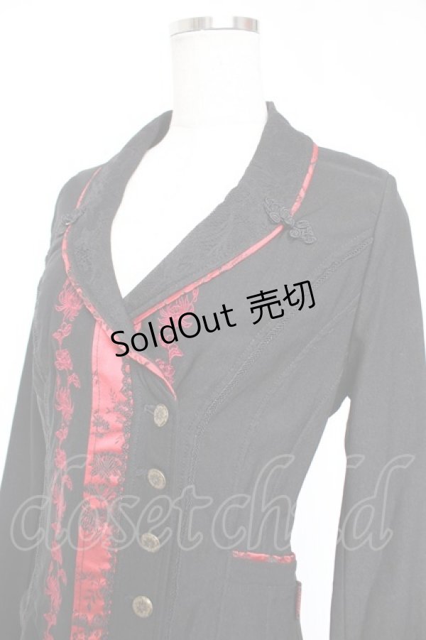 画像3: Ozz oneste / ジャガード×刺繍チャイナボタンジャケット  黒×赤 Y-25-12-25-113-OO-JA-SZ-ZS (3)