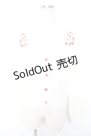 画像: axes femme POETIQUE / チェリー刺繍ニットカーディガン M 生成り Y-25-12-25-120-AX-TO-SZ-ZY