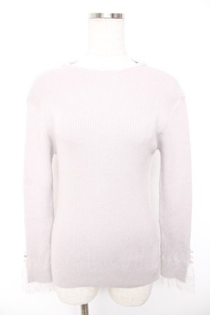 画像: axes femme / スタンド襟ビジューラインプルオーバー F グレー Y-25-12-25-121-AX-TO-SZ-ZY