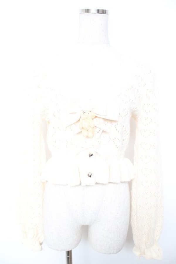 画像1: axes femme kawaii / クマブローチニットボレロ M 生成り Y-25-12-25-122-AX-TO-SZ-ZY (1)