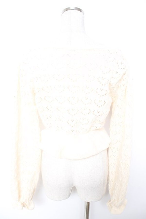 画像2: axes femme kawaii / クマブローチニットボレロ M 生成り Y-25-12-25-122-AX-TO-SZ-ZY (2)