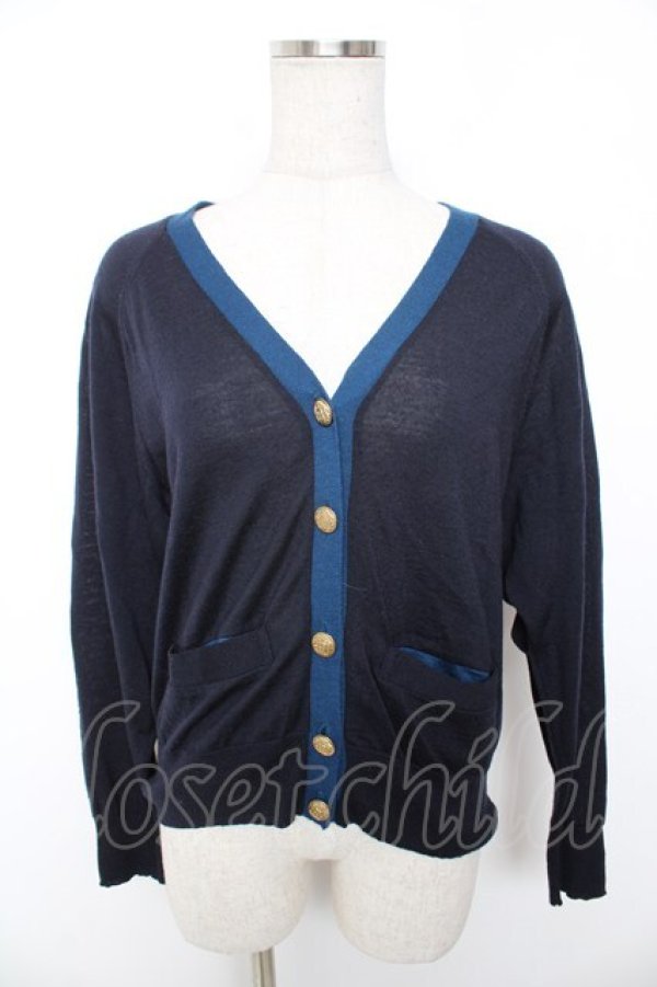 画像1: Jane Marple Dans Le Salon / Vネックニットカーディガン M 紺 Y-25-12-25-125-JM-TO-SZ-ZY (1)