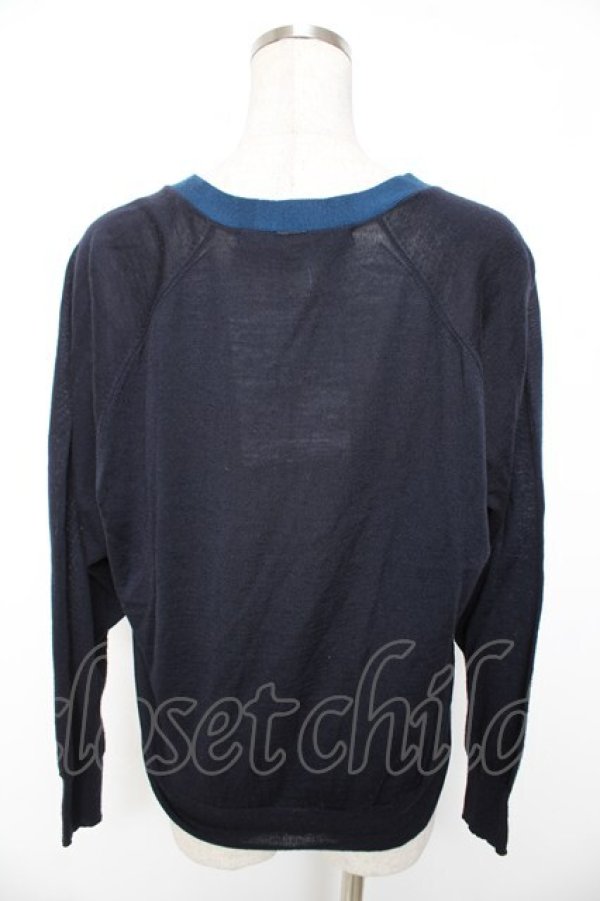 画像2: Jane Marple Dans Le Salon / Vネックニットカーディガン M 紺 Y-25-12-25-125-JM-TO-SZ-ZY (2)