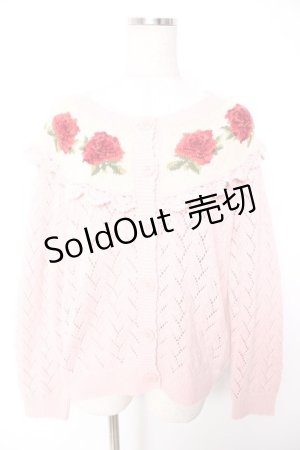 画像: PINK HOUSE / バラ編み胸ロークニットカーディガン F ピンク Y-25-12-25-127-LO-TO-SZ-ZY