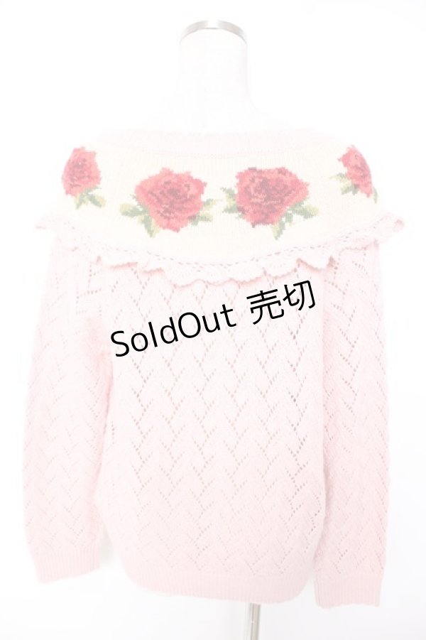 画像2: PINK HOUSE / バラ編み胸ロークニットカーディガン F ピンク Y-25-12-25-127-LO-TO-SZ-ZY (2)