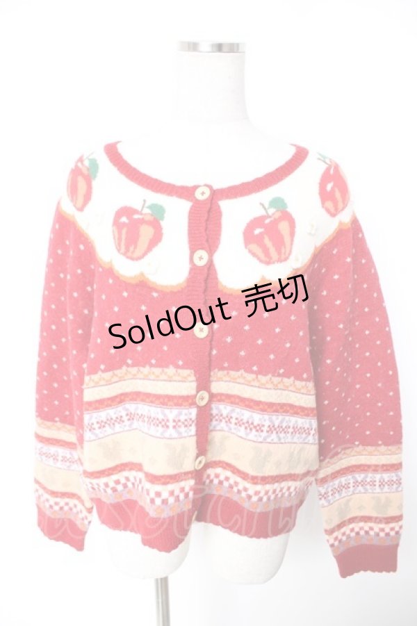 画像1: PINK HOUSE / アップルブロッサムモチーフニットカーディガン F 赤 Y-25-12-25-128-LO-TO-SZ-ZY (1)