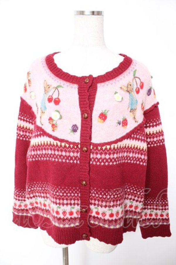 画像1: PINK HOUSE / PETER RABBIT CARDIGAN F ワイン Y-25-12-25-129-LO-TO-SZ-ZY (1)