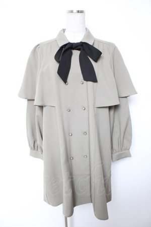 画像: axes femme / ダブルブレストケープワンピース M カーキ Y-25-12-25-131-AX-OP-SZ-ZY