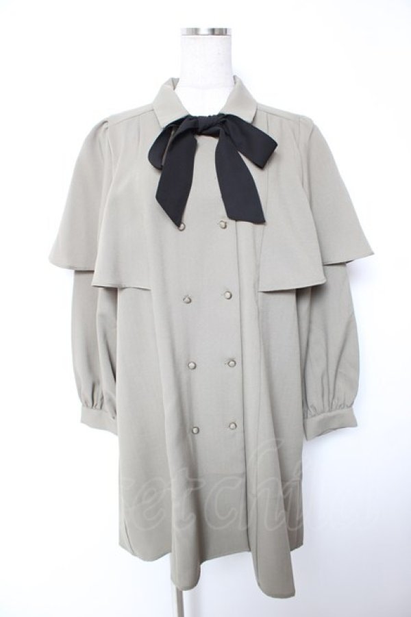 画像1: axes femme / ダブルブレストケープワンピース M カーキ Y-25-12-25-131-AX-OP-SZ-ZY (1)