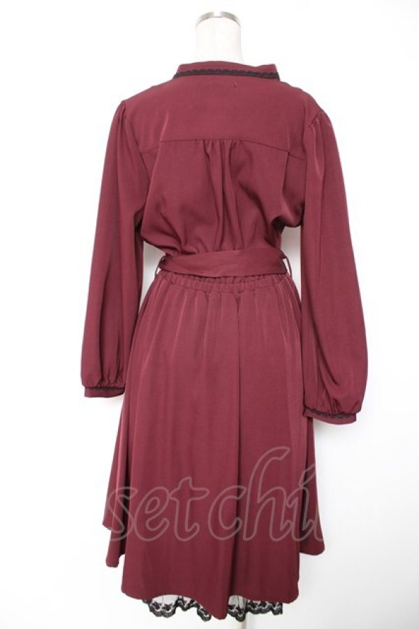 画像2: axes femme / フラワー刺繍連釦ワンピース F ワイン Y-25-12-25-133-AX-OP-SZ-ZY (2)