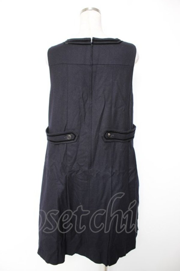 画像2: Jane Marple / ベルベットトリミングのジャンパースカート M 紺 Y-25-12-25-134-JM-OP-SZ-ZY (2)