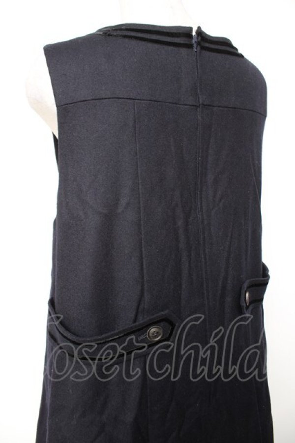 画像3: Jane Marple / ベルベットトリミングのジャンパースカート M 紺 Y-25-12-25-134-JM-OP-SZ-ZY (3)