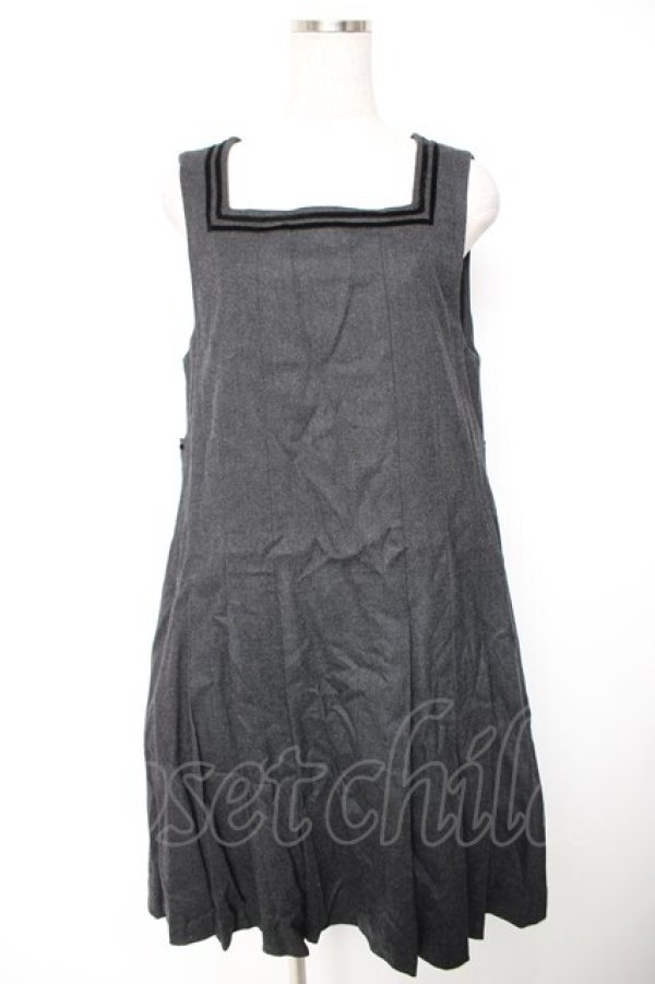 画像1: Jane Marple / ベルベットトリミングのジャンパースカート M 黒 Y-25-12-25-135-JM-OP-SZ-ZY (1)