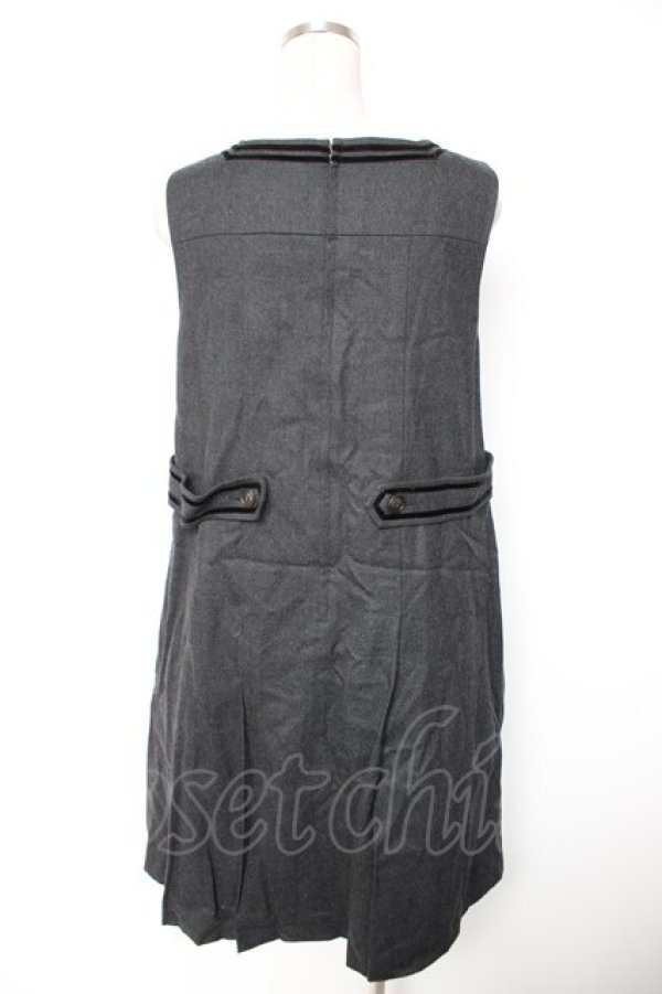 画像2: Jane Marple / ベルベットトリミングのジャンパースカート M 黒 Y-25-12-25-135-JM-OP-SZ-ZY (2)