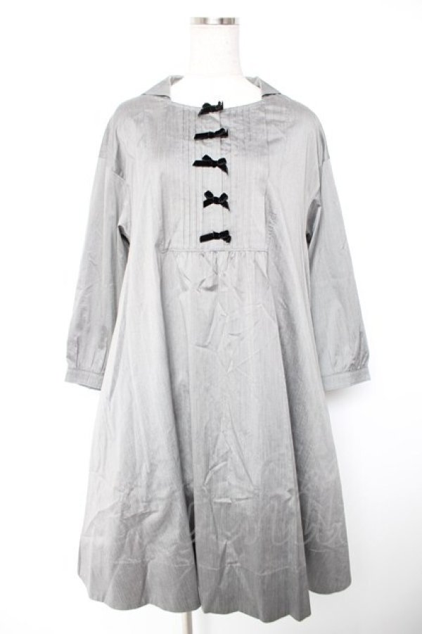 画像1: Jane Marple / シャンブレーストライプのワンピース M グレー Y-25-12-25-136-JM-OP-SZ-ZY (1)