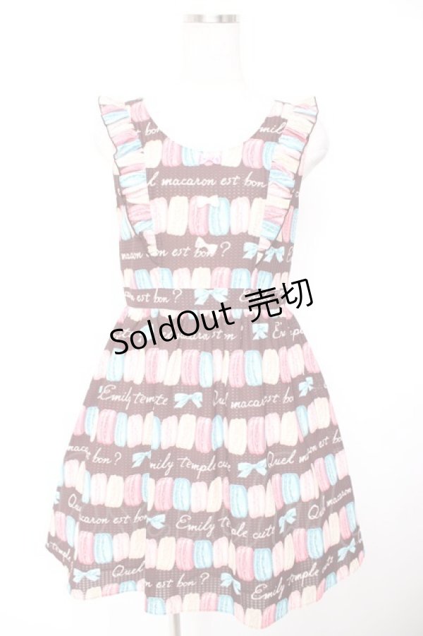 画像1: Emily Temple cute / マカロンプリントワンピース  ブラウン Y-25-12-25-139-ET-OP-SZ-ZY (1)