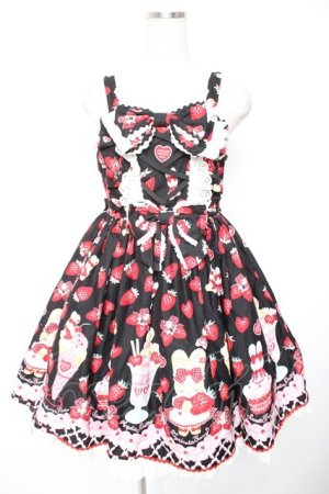 画像: Angelic Pretty / Lyrical Bunny ParlorジャンパースカートSET  黒 Y-25-12-25-147-AP-OP-SZ-ZY