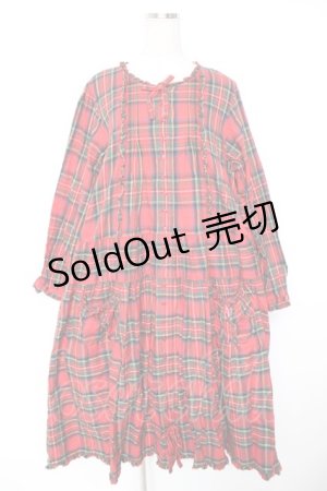 画像: PINK HOUSE / シャギー起毛タータンチェックミディワンピース F 赤 Y-25-12-25-151-LO-OP-SZ-ZY
