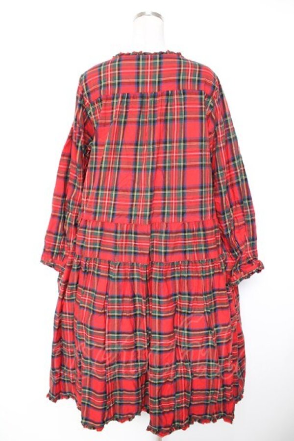 画像2: PINK HOUSE / シャギー起毛タータンチェックミディワンピース F 赤 Y-25-12-25-151-LO-OP-SZ-ZY (2)