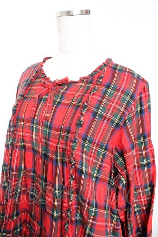 画像3: PINK HOUSE / シャギー起毛タータンチェックミディワンピース F 赤 Y-25-12-25-151-LO-OP-SZ-ZY (3)