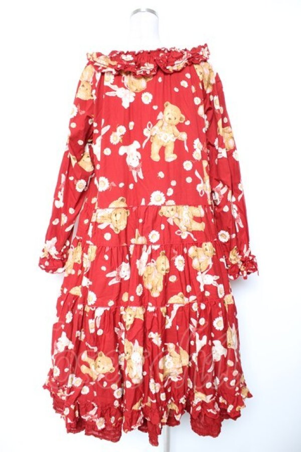 画像2: PINK HOUSE / ひな菊ロンドプリントミディ丈ワンピース F 赤 Y-25-12-25-152-LO-OP-SZ-ZY (2)