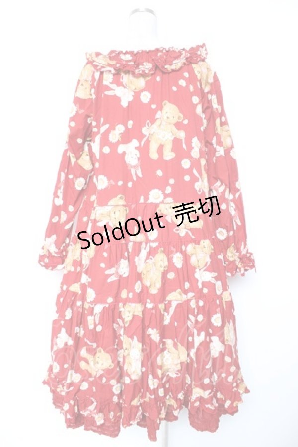 画像2: PINK HOUSE / ひな菊ロンドプリントミディ丈ワンピース F 赤 Y-25-12-25-152-LO-OP-SZ-ZY (2)
