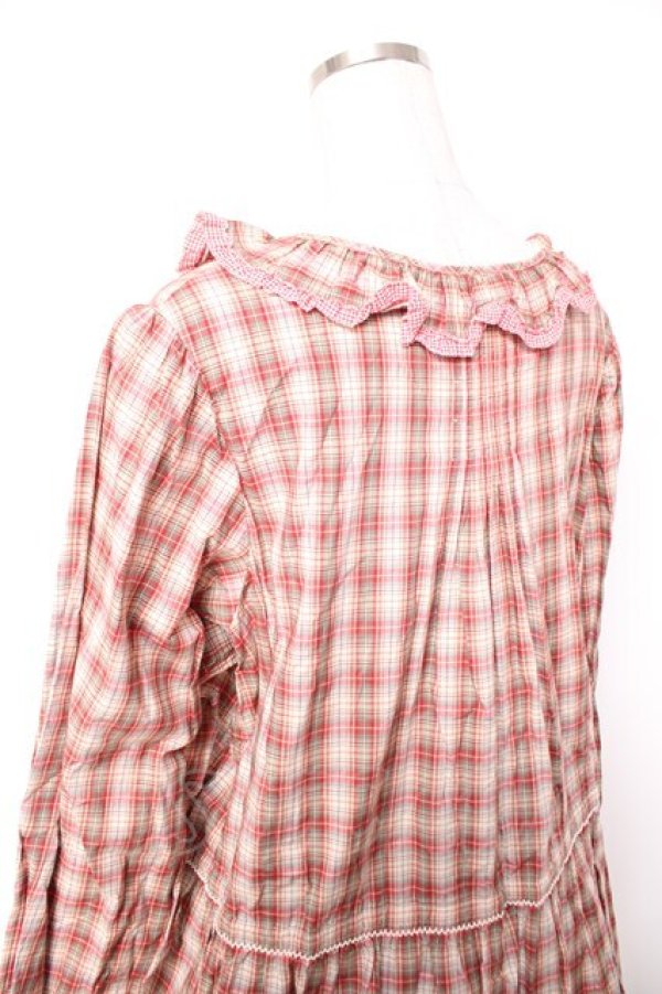 画像5: PINK HOUSE / オリジナルチェックワンピース F ベージュ×赤 Y-25-12-25-153-LO-OP-SZ-ZY (5)