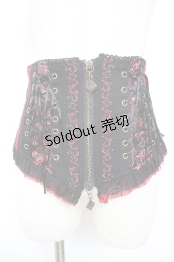 画像1: Ozz oneste / レースアップコルセット  黒×赤 Y-25-12-25-159-OO-TO-SZ-ZY (1)