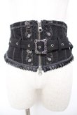 画像1: Ozz Croce / ベルトデザイン薔薇刺繍ショートコルセット  黒 Y-25-12-25-160-OO-TO-SZ-ZY (1)