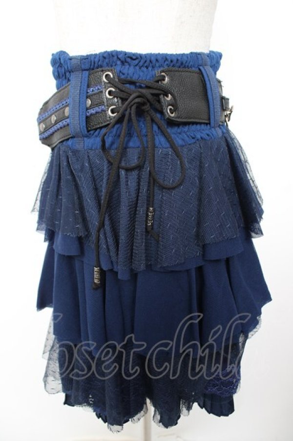 画像3: Ozz oneste / ベルト付きチュールレースフリルスカート  紺 Y-25-12-25-161-OO-SK-SZ-ZY (3)