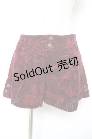 画像: Ozz Croce / レースプリントコーデュロイショートパンツ  赤 Y-25-12-25-162-OO-PA-SZ-ZY
