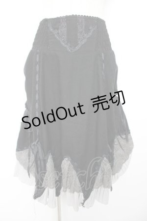 画像: Ozz Croce / 裾プリーツギャザーフリルスカート  黒 Y-25-12-25-165-OO-SK-SZ-ZY