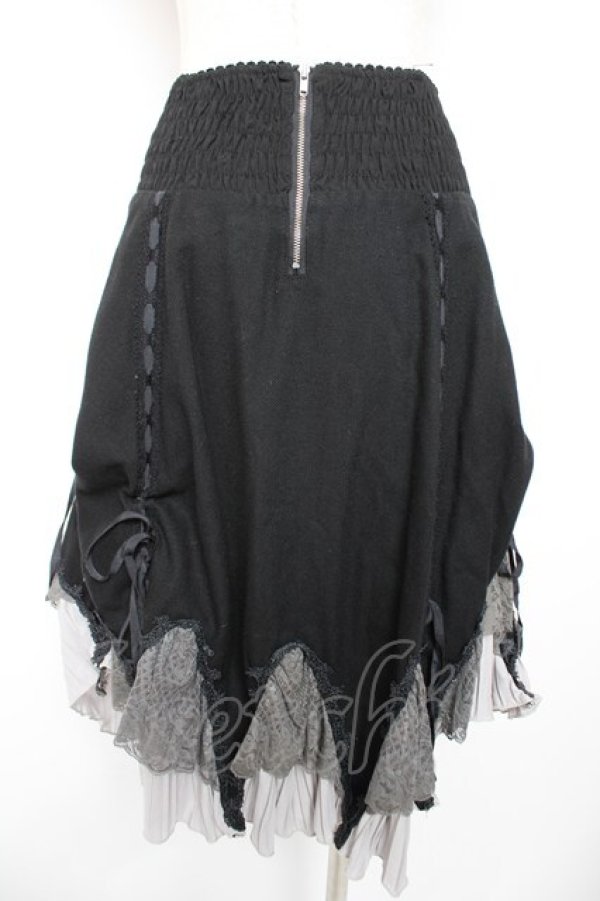 画像2: Ozz Croce / 裾プリーツギャザーフリルスカート  黒 Y-25-12-25-165-OO-SK-SZ-ZY (2)