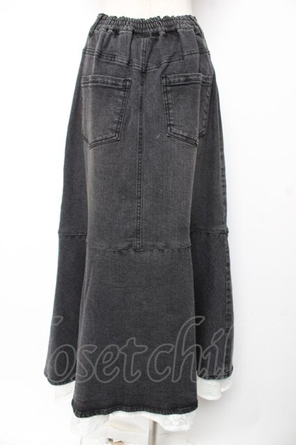 画像2: axes femme NOSTALGIE / 裾レースデニムスカート M 黒 Y-25-12-25-170-AX-SK-SZ-ZY (2)