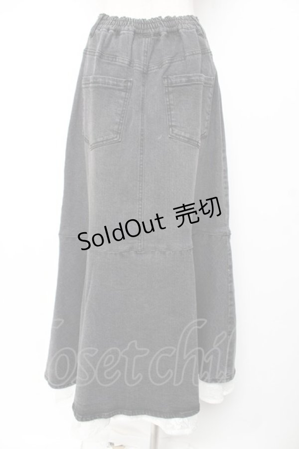 画像2: axes femme NOSTALGIE / 裾レースデニムスカート M 黒 Y-25-12-25-170-AX-SK-SZ-ZS (2)