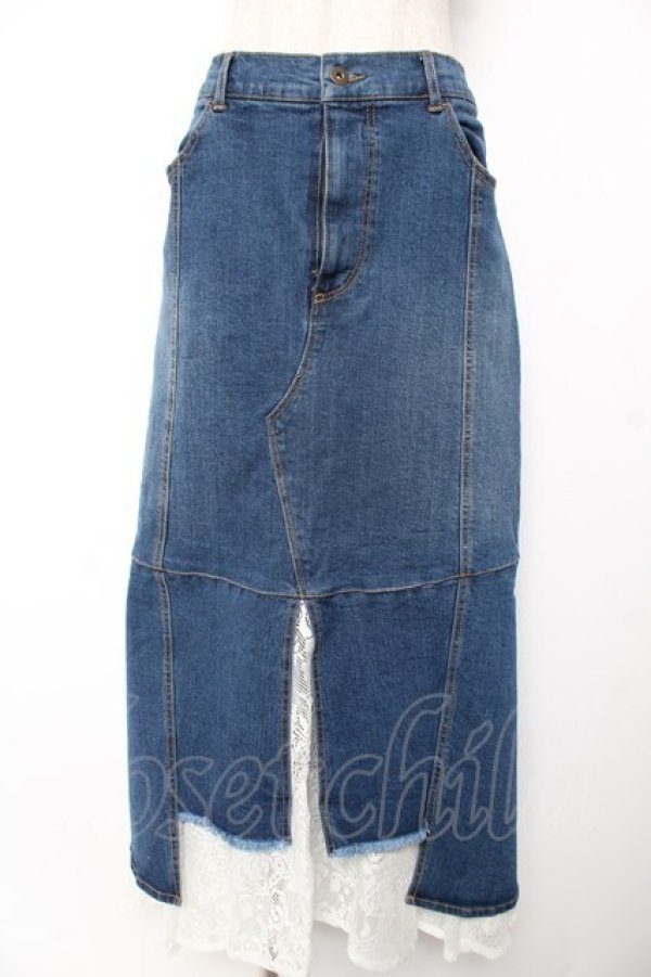 画像1: axes femme NOSTALGIE / 裾レースデニムスカート M インディゴ Y-25-12-25-171-AX-SK-SZ-ZY (1)