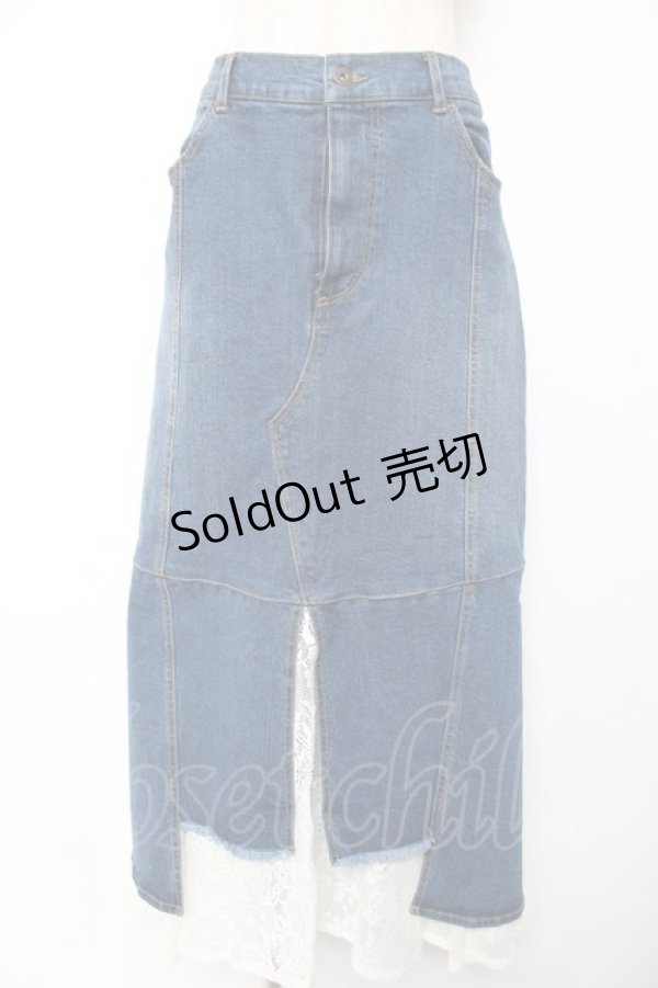 画像1: axes femme NOSTALGIE / 裾レースデニムスカート M インディゴ Y-25-12-25-171-AX-SK-SZ-ZS (1)