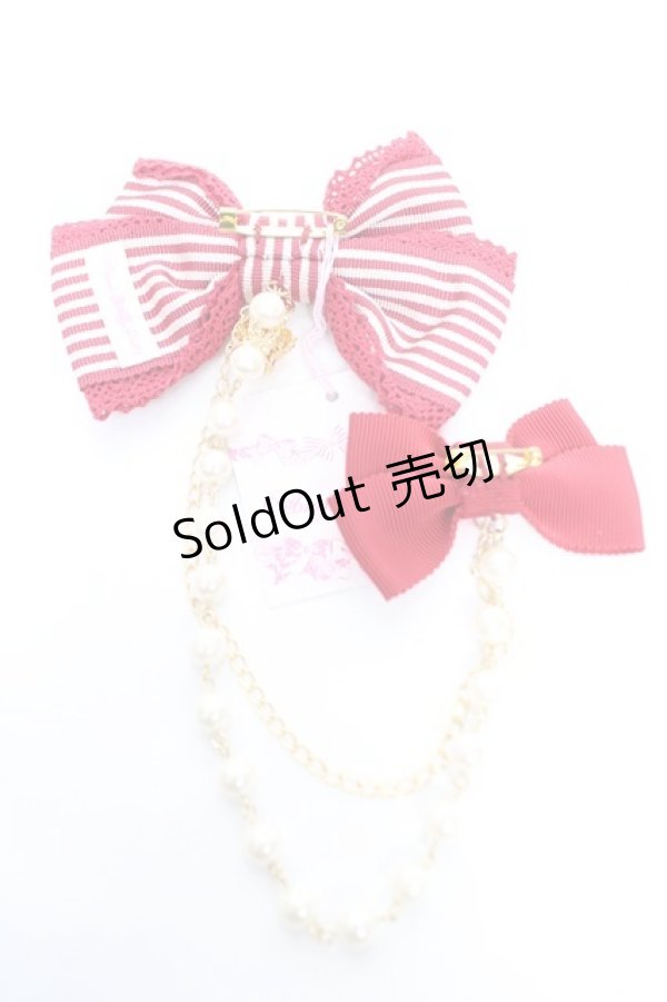 画像2: Angelic Pretty / Royal Crownストライプリボンブローチ  ワイン Y-25-12-25-041-AP-AC-SZ-ZY (2)