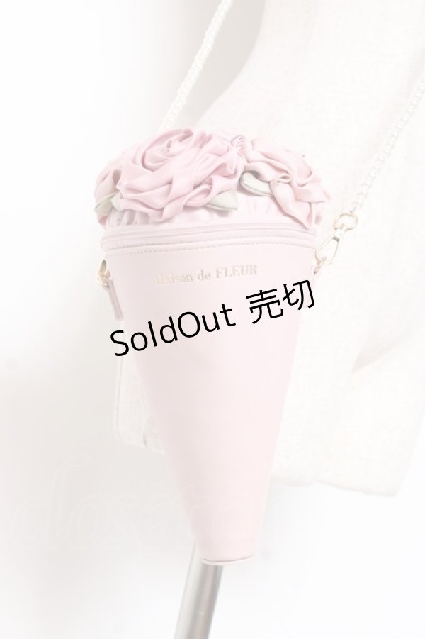 画像2: Maison de FLEUR / ブーケショルダーバッグ F ピンク Y-25-12-27-028-LO-BG-SZ-ZY (2)