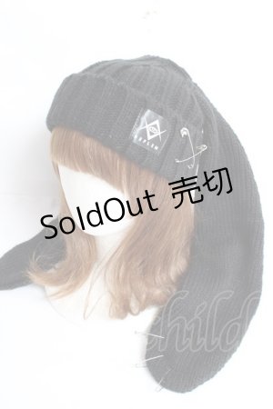 画像: REFLEM / 安全ピン付きうさ耳ニットキャップ F ブラック Y-25-12-27-031-PU-AC-SZ-ZY