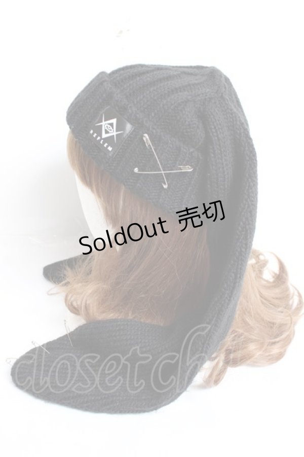 画像2: REFLEM / 安全ピン付きうさ耳ニットキャップ F ブラック Y-25-12-27-031-PU-AC-SZ-ZY (2)