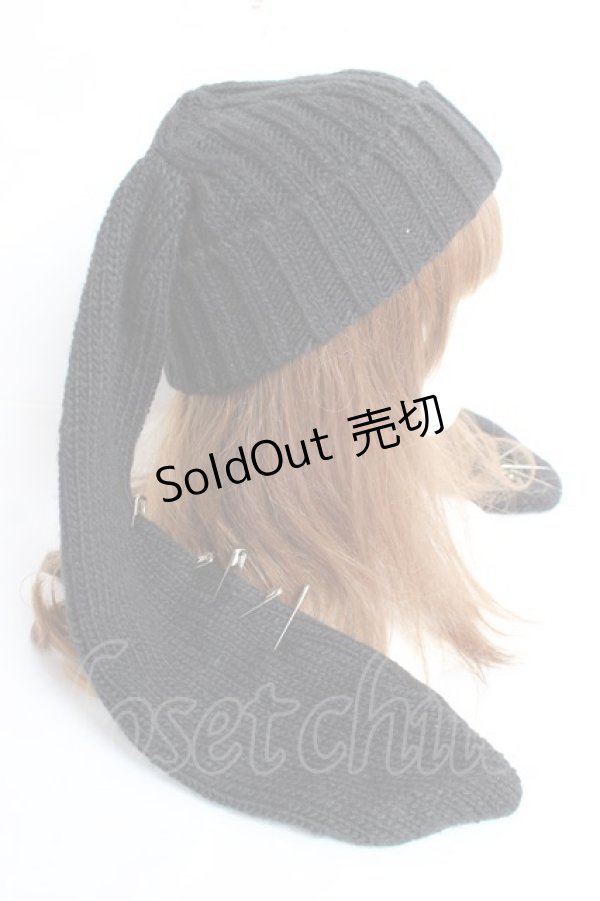 画像4: REFLEM / 安全ピン付きうさ耳ニットキャップ F ブラック Y-25-12-27-031-PU-AC-SZ-ZY (4)